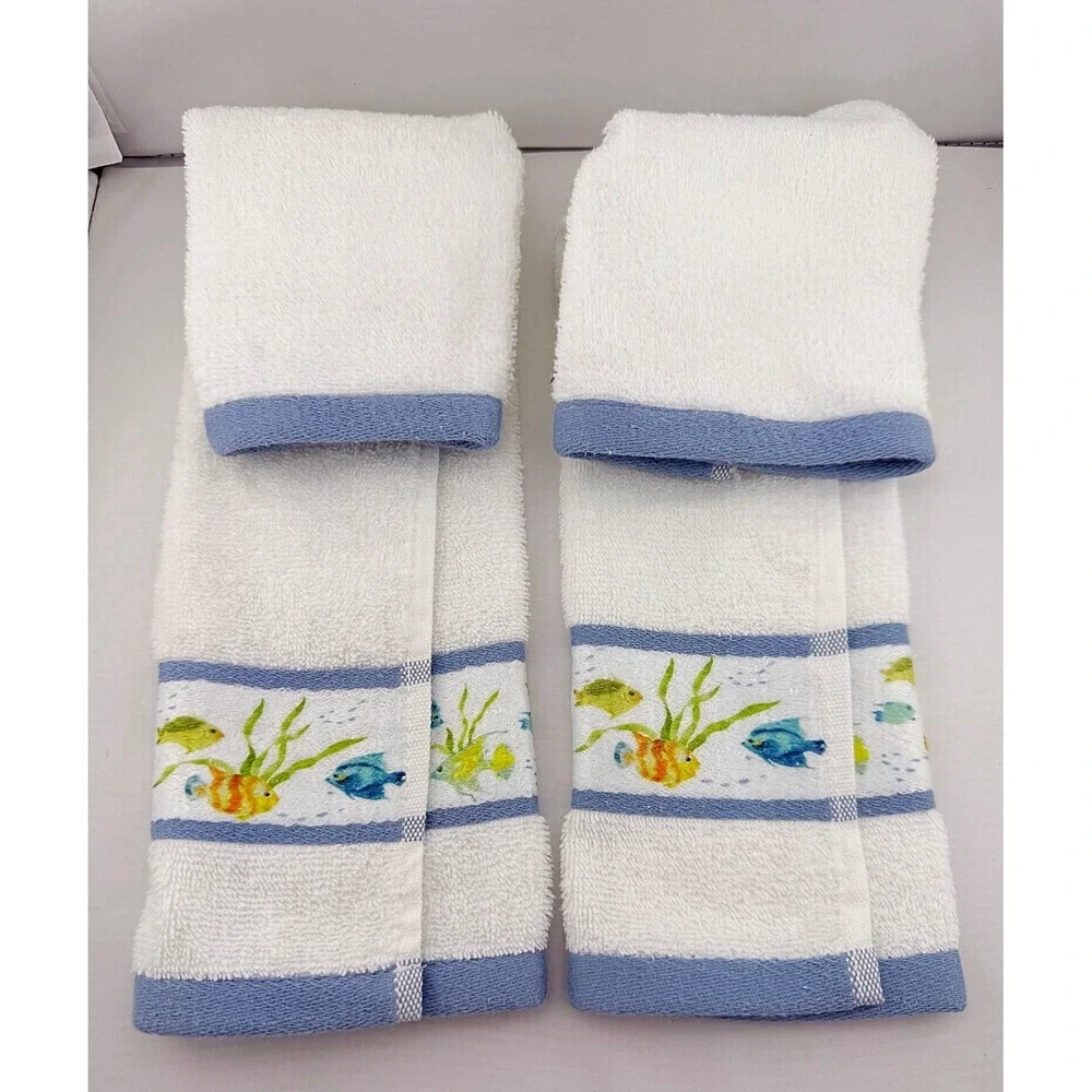Creative Bath Rainbow Fish Fingertip Towels 100% Cotton